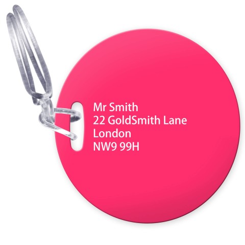 (10cm Circle) - Fuchsia Pink with Clear Loop Fastening (Personalised with Text)