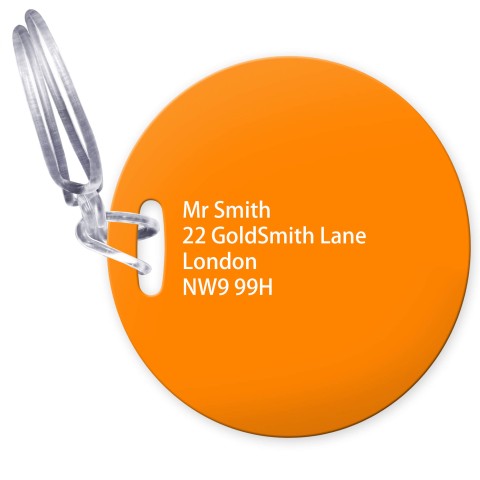 (10cm Circle) - Orange with Clear Loop Fastening (Personalised with Text)