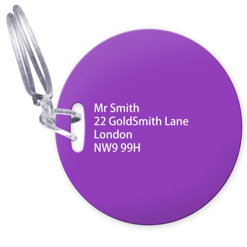 (10cm Circle) - Purple with Clear Loop Fastening (Personalised with Text)