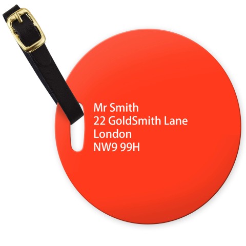 (10cm Circle) - Red with Leather Strap (Personalised with Text)
