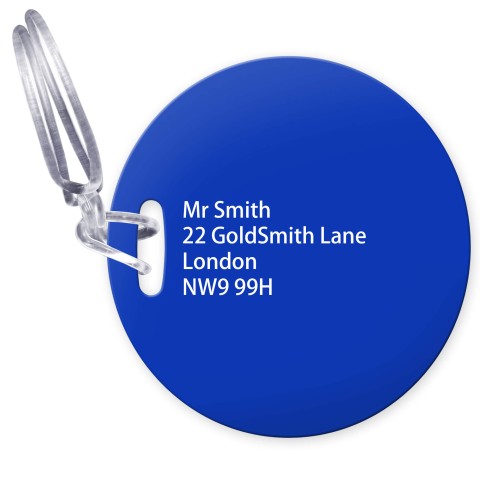 (10cm Circle) - Royal Blue with Clear Loop Fastening (Personalised with Text)