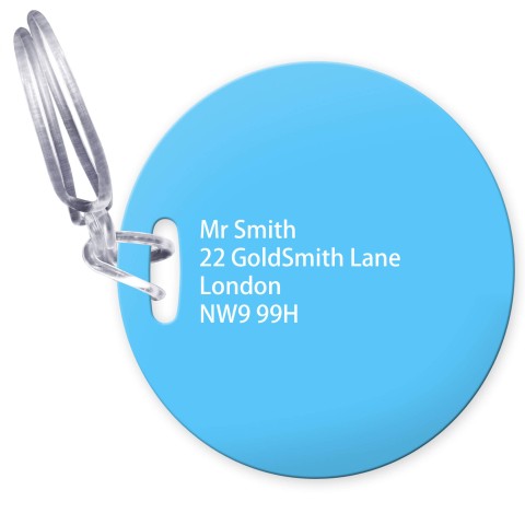 (10cm Circle) - Sky Blue with Clear Loop Fastening (Personalised with Text)