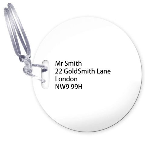 (10cm Circle) - White with Clear Loop Fastening (Personalised with Text)