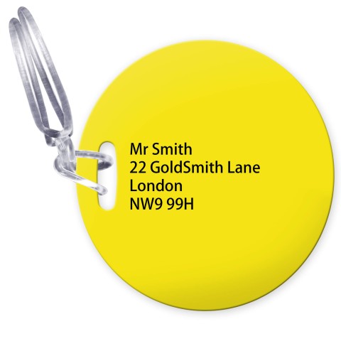 (10cm Circle) - Yellow with Clear Loop Fastening (Personalised with Text)