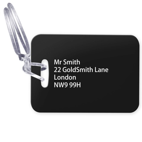 (10cm x 7cm) - Black with Clear Loop Fastening (Personalised with Text)