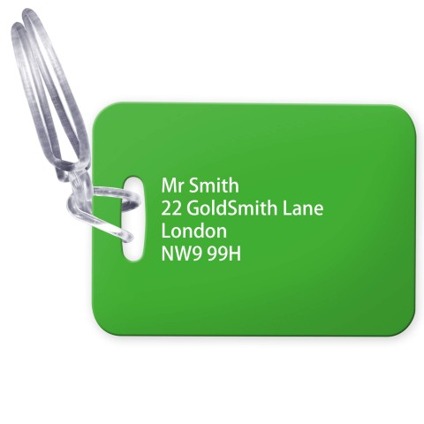 (10cm x 7cm) - Bright Green with Clear Loop Fastening (Personalised with Text)