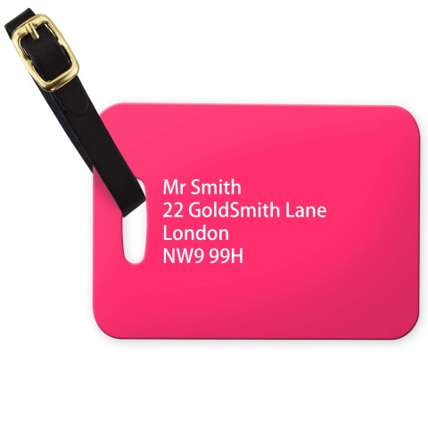 (10cm x 7cm) - Fuchsia Pink with Leather Strap (Personalised with Text)