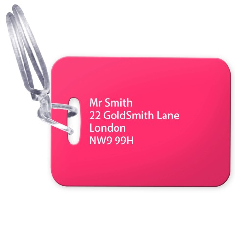 (10cm x 7cm) - Fuchsia Pink with Clear Loop Fastening (Personalised with Text)