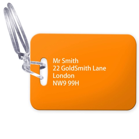(10cm x 7cm) - Orange with Clear Loop Fastening (Personalised with Text)