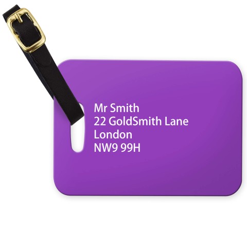 (10cm x 7cm) - Purple with Leather Strap (Personalised with Text)