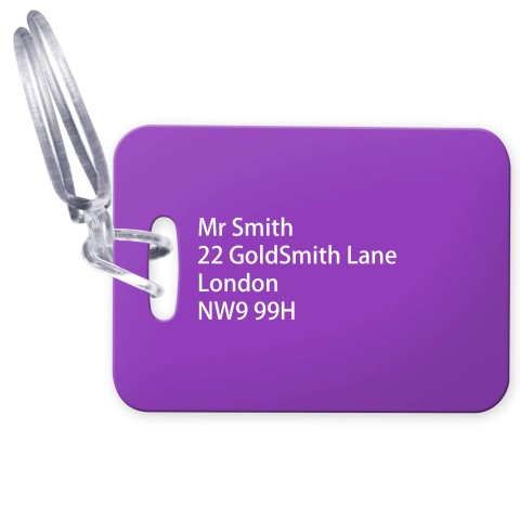 (10cm x 7cm) - Purple with Clear Loop Fastening (Personalised with Text)