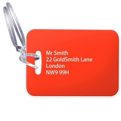 (10cm x 7cm) - Red with Clear Loop Fastening (Personalised with Text)