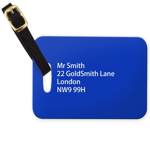 (10cm x 7cm) - Royal Blue with Leather Strap (Personalised with Text)