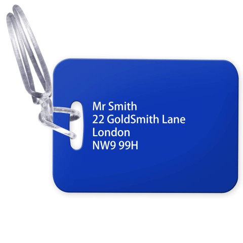 (10cm x 7cm) - Royal Blue with Clear Loop Fastening (Personalised with Text)
