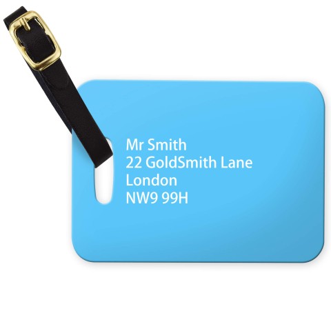 (10cm x 7cm) - Sky Blue with Leather Strap (Personalised with Text)