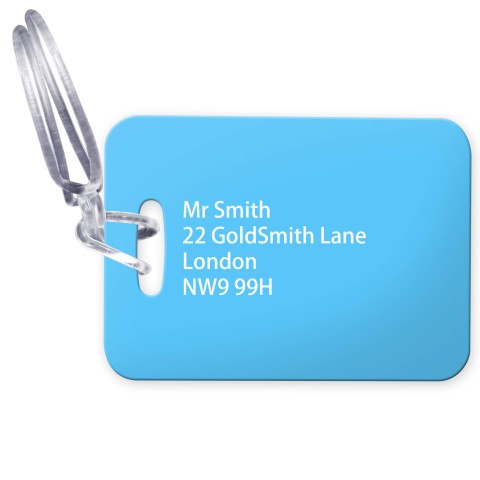 (10cm x 7cm) - Sky Blue with Clear Loop Fastening (Personalised with Text)