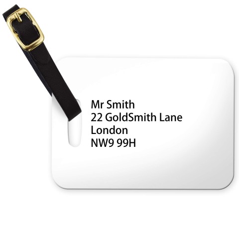 (10cm x 7cm) - White with Leather Strap (Personalised with Text)