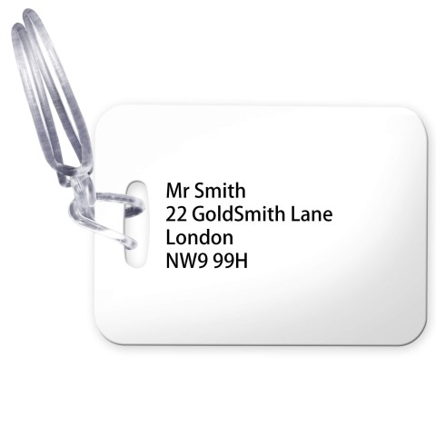 (10cm x 7cm) - White with Clear Loop Fastening (Personalised with Text)