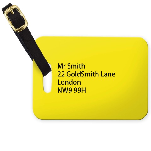 (10cm x 7cm) - Yellow with Leather Strap (Personalised with Text)