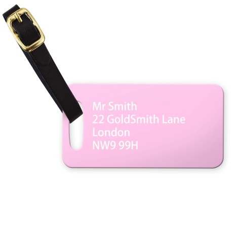 (9cm x 4.5cm) - Baby Pink with Leather Strap (Personalised with Text)