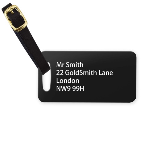 (9cm x 4.5cm) - Black with Leather Strap (Personalised with Text)