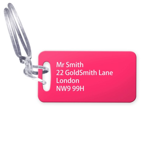 (9cm x 4.5cm) - Fuchsia Pink with Clear Loop Fastening (Personalised with Text)
