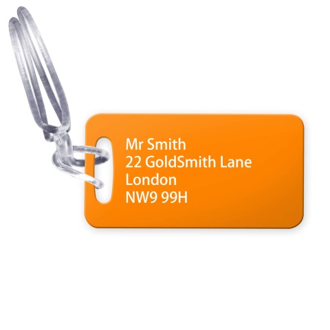 (9cm x 4.5cm) - Orange with Clear Loop Fastening (Personalised with Text)