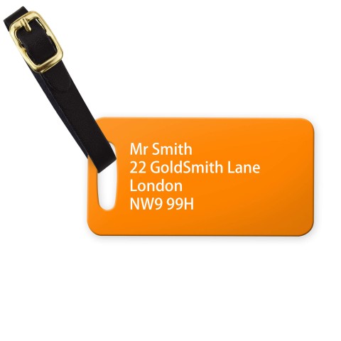 (9cm x 4.5cm) - Orange with Leather Strap (Personalised with Text)