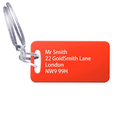 (9cm x 4.5cm) - Red with Clear Loop Fastening (Personalised with Text)