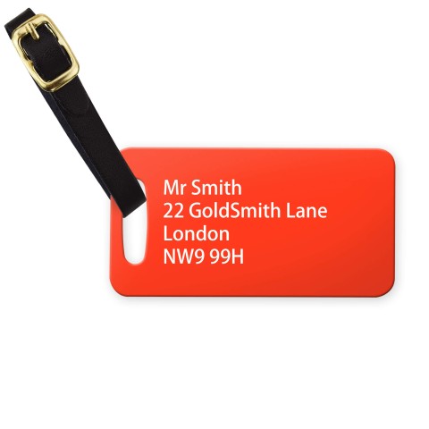 (9cm x 4.5cm) - Red with Leather Strap (Personalised with Text)