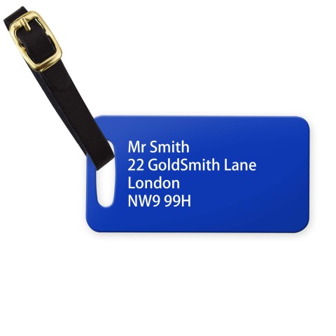 (9cm x 4.5cm) - Royal Blue with Leather Strap (Personalised with Text)