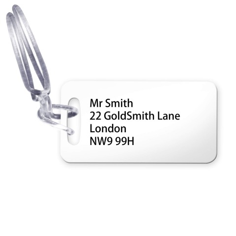 (9cm x 4.5cm) - White with Clear Loop Fastening (Personalised with Text)
