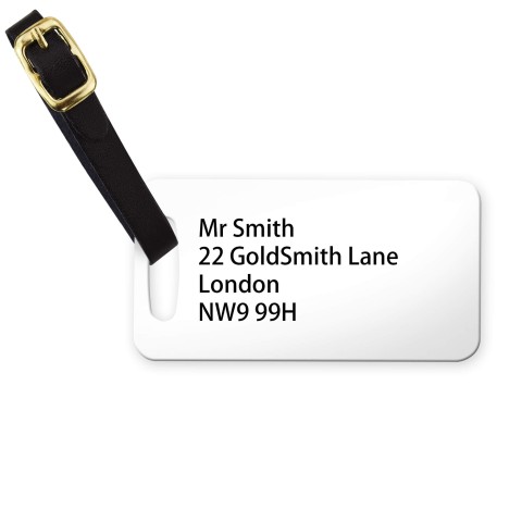 (9cm x 4.5cm) - White with Leather Strap (Personalised with Text)