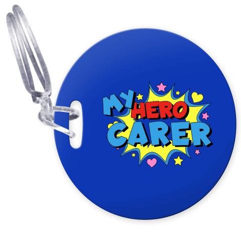 (10cm Circle) (Carer) with Clear Loop Fastening (Personalised with Text)
