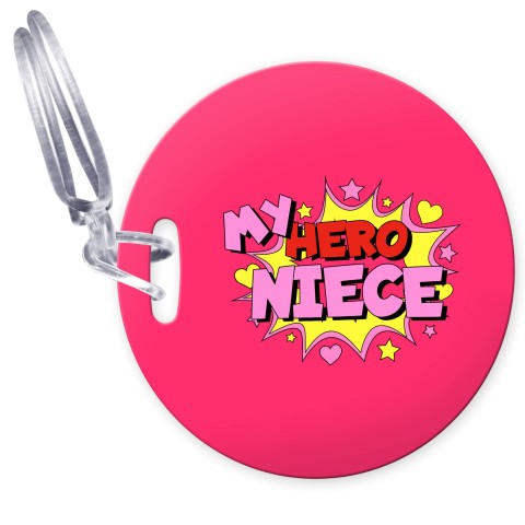 (10cm Circle) (Niece) with Clear Loop Fastening (Personalised with Text)