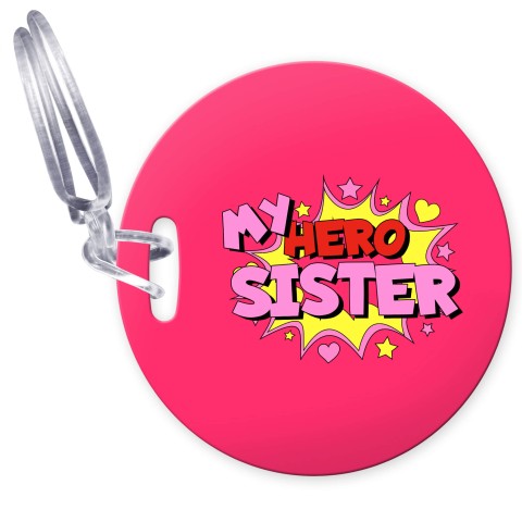 (10cm Circle) (Sister) with Clear Loop Fastening (Personalised with Text)