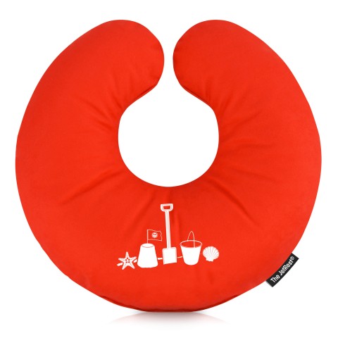 (30cm) (Bucket & Spade Icon) Red Soft Velvet Polyester Fabric (Optional Personalised Gift Text)