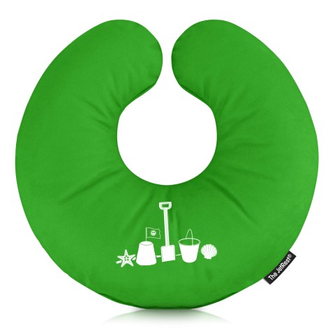 (30cm) (Bucket & Spade Icon) Bright Green Soft Velvet Polyester Fabric (Optional Personalised Gift Text)