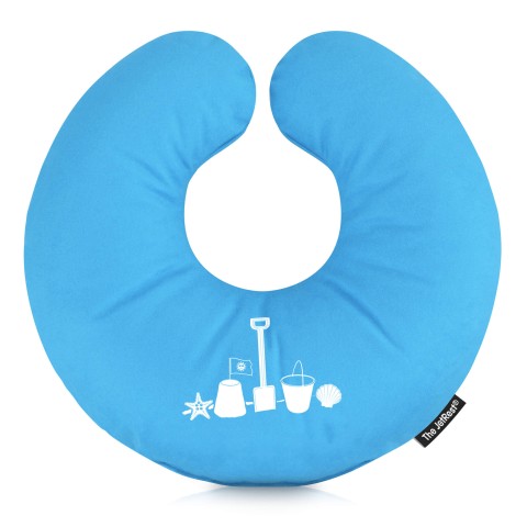 (30cm) (Bucket & Spade Icon) Sky Blue Soft Velvet Polyester Fabric (Optional Personalised Gift Text)