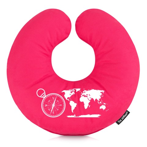 (30cm) (Globe and Compass Icon) Fuchsia Pink Soft Velvet Polyester Fabric (Optional Personalised Gift Text)