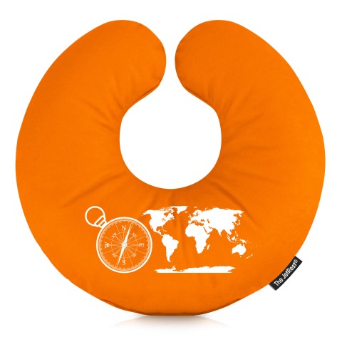 (30cm) (Globe and Compass Icon) Orange Soft Velvet Polyester Fabric (Optional Personalised Gift Text)