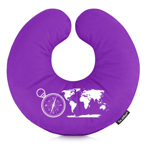 (30cm) (Globe and Compass Icon) Purple Soft Velvet Polyester Fabric (Optional Personalised Gift Text)