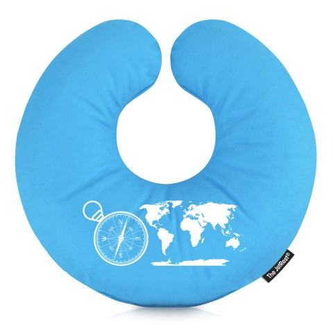 (30cm) (Globe and Compass Icon) Sky Blue Soft Velvet Polyester Fabric (Optional Personalised Gift Text)
