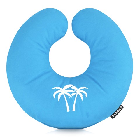 (30cm) (Palm Trees Icon) Sky Blue Soft Velvet Polyester Fabric (Optional Personalised Gift Text)
