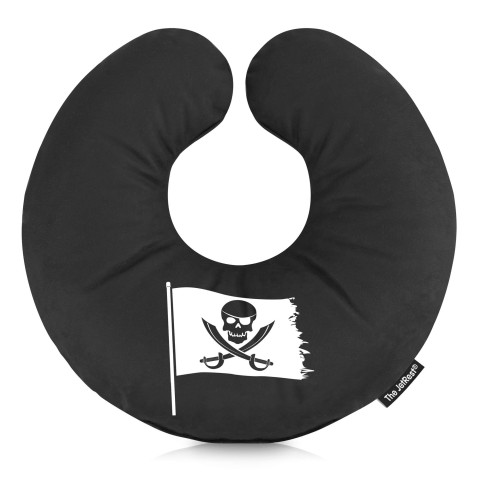 (30cm) (Pirate Flag Icon) Black Soft Velvet Polyester Fabric (Optional Personalised Gift Text)