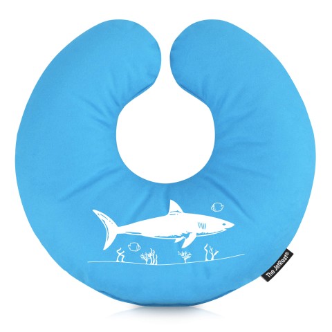 (30cm) (Shark Icon) Sky Blue Soft Velvet Polyester Fabric (Optional Personalised Gift Text)