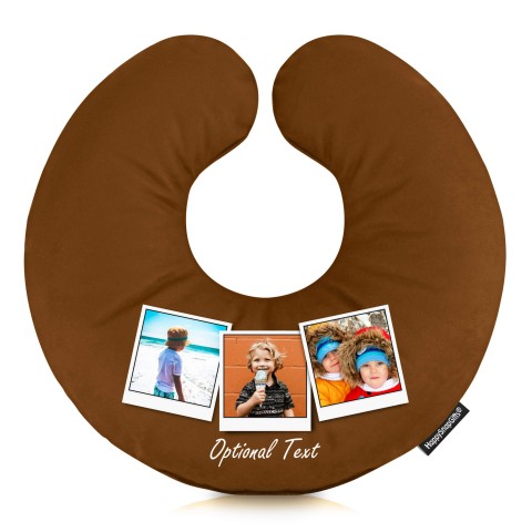 (30cm) (Polaroid Style Photo Print) Brown Soft Velvet Polyester Fabric (Personalised with Text)