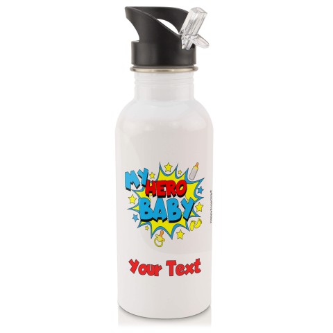 in White with Drinking Straw (Baby) (Personalised with Text)