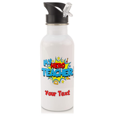 in White with Drinking Straw (Teacher) (Personalised with Text)