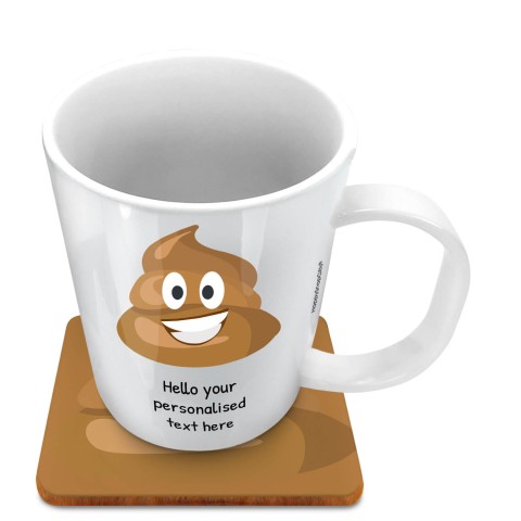 (11oz White) - Angry Face (Optional Personalised Gift Text) with 1 matching Square Coaster